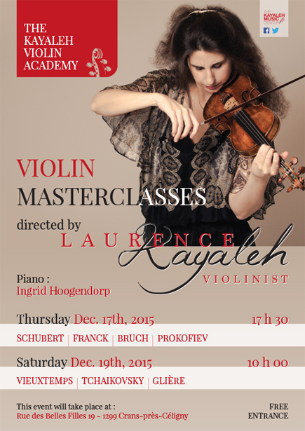 Cours de Maître dirigés par Laurence Kayaleh - Kayaleh Violin Academy - 17 & 19 décembre 2015