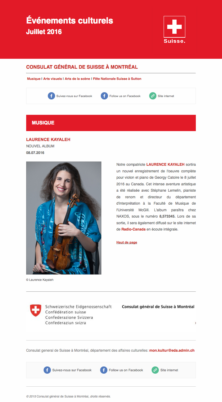 Magazine Horizon - Consulat Général de Suisse à Montréal (Juillet-Août 2016)