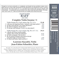 Joachim Raff Complete Violin Sonatas (volume1) - Date de Sortie - Couverture arrière