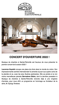 Opening Season's Concert - Chamber Music at Sainte-Pétronille - Smetana, Grieg & Franck - 1